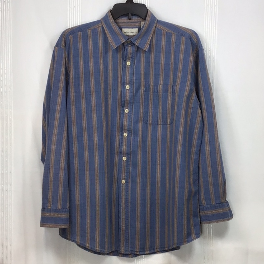 Vintage Falls Creek Blue Gold Southwestern 💯% Cotton Long Sleeve Shirt Sz.XL